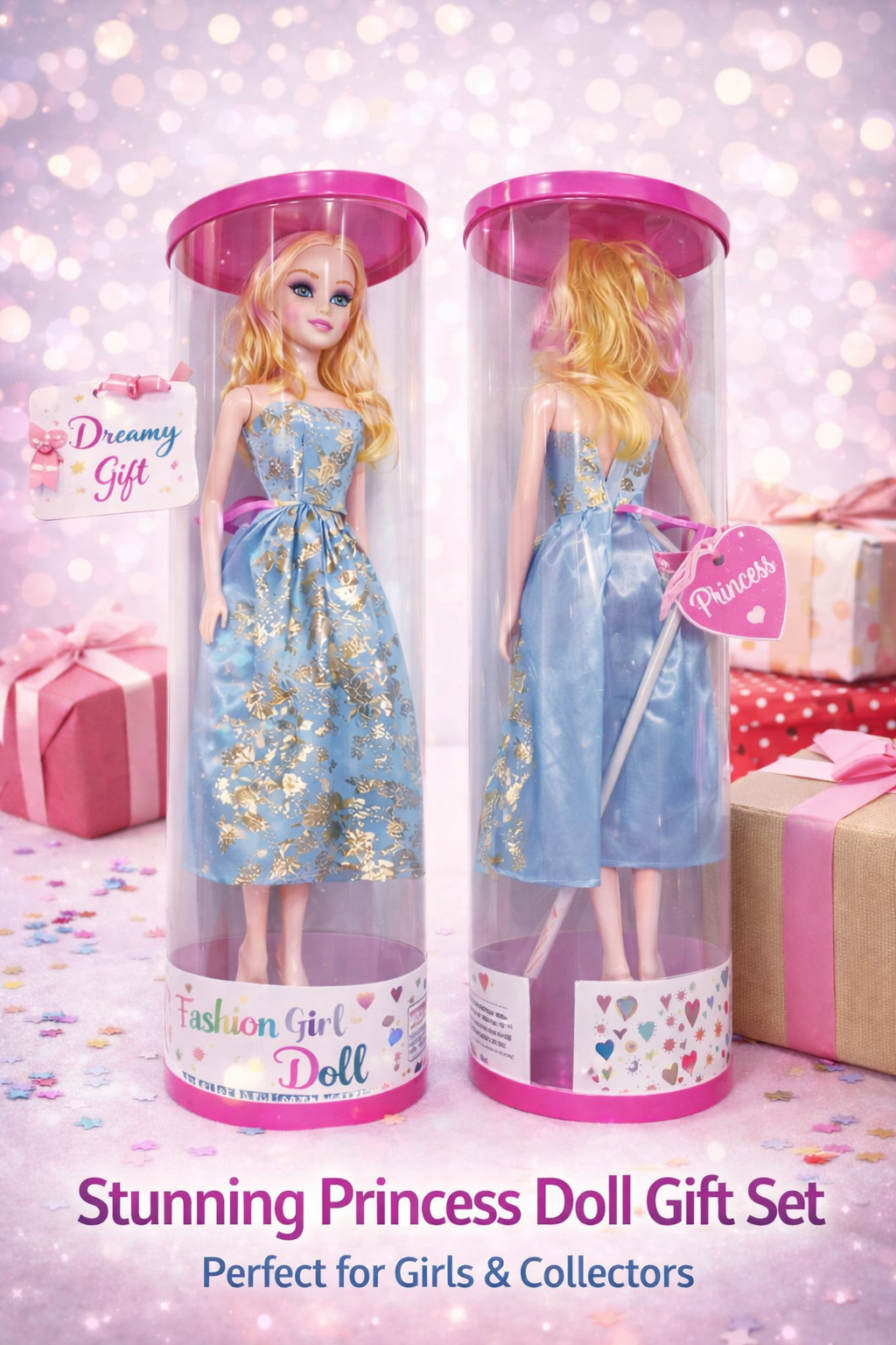 ashion Girl Doll Toy with Dress | Princess Style Doll with Storage Tube