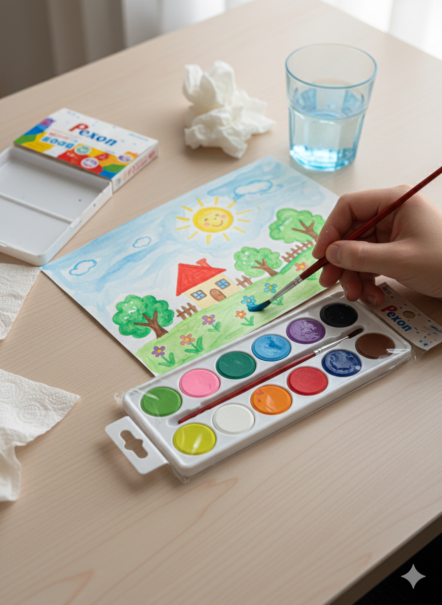 Paxon 12 Color Watercolor Paint Set with Brush
