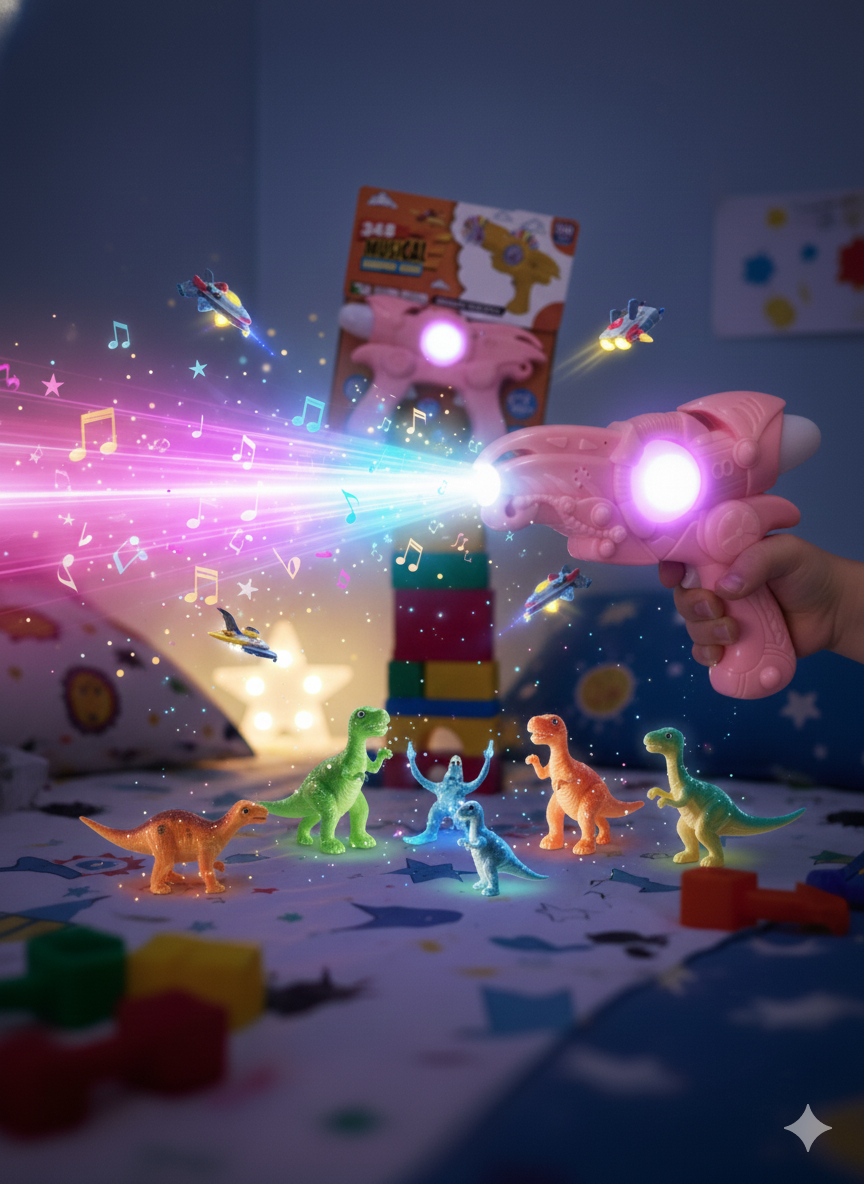 Kids Musical Light Toy Gun with Sound Effects, Flashing LED Lights,