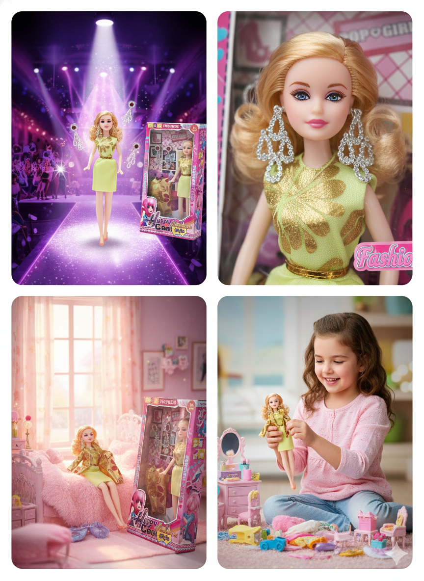 Fashion Doll Set for Girls with Extra Dress & Accessories