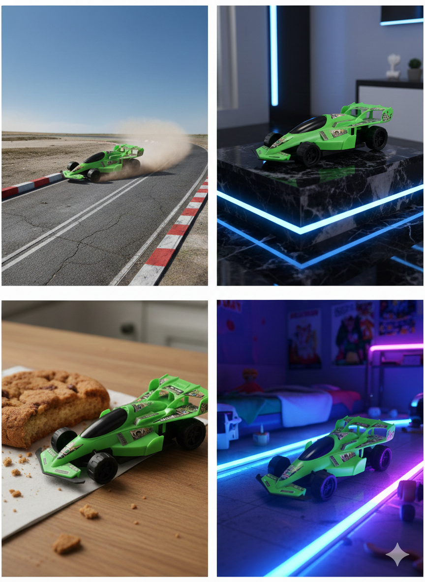 Kids Racing Car Toy – Green Formula Race Car with Stickers 1 PIC