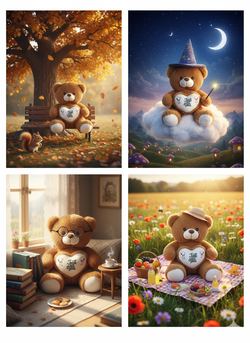 Cute Teddy Bear Soft Toy with Heart “Just For You” – 40 cm Plush Teddy Bear Gift for Kids,