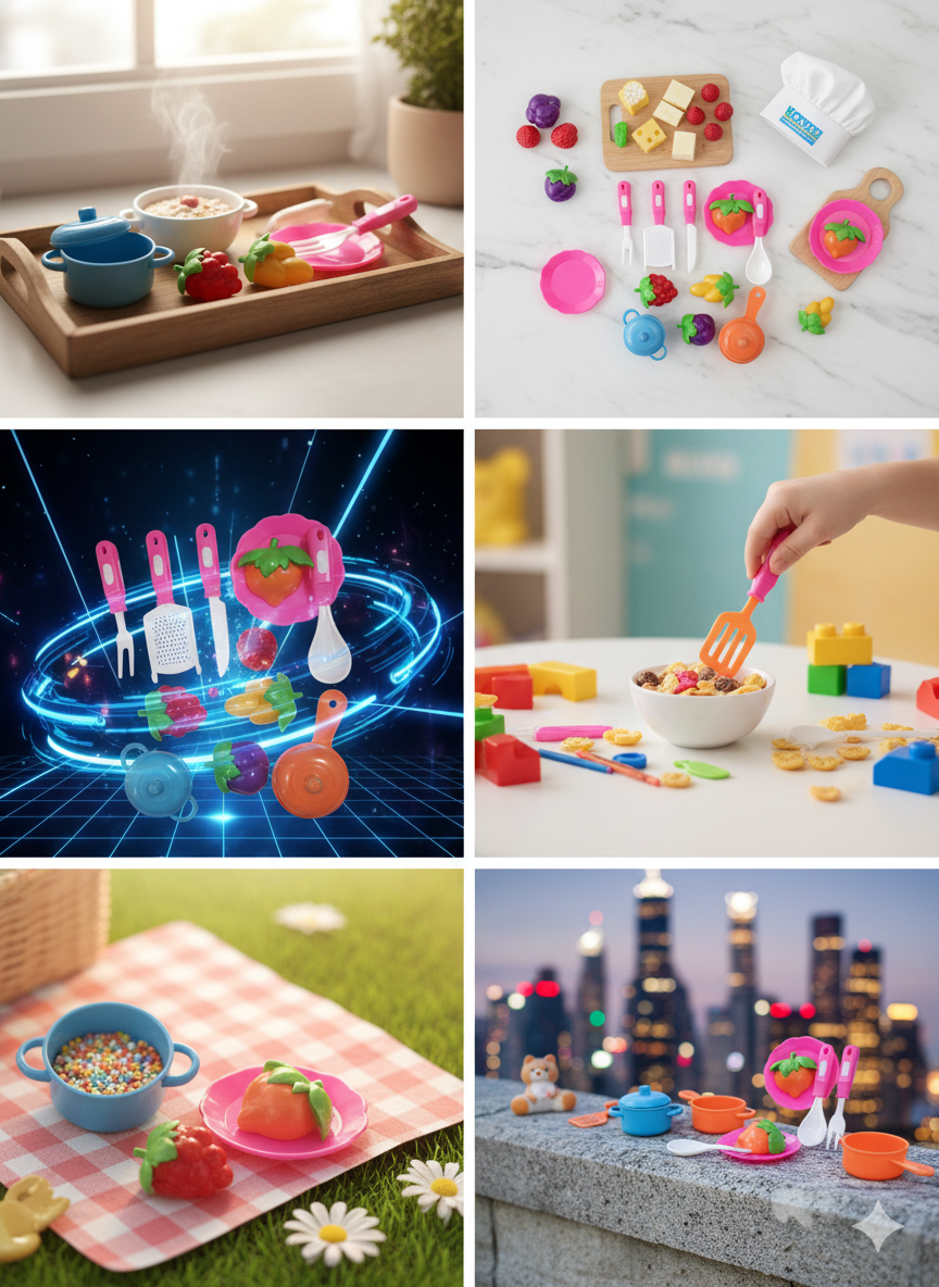 Kids Kitchen Play Set with Fruits & Cooking Tools – Pretend Play Cooking Set for Children