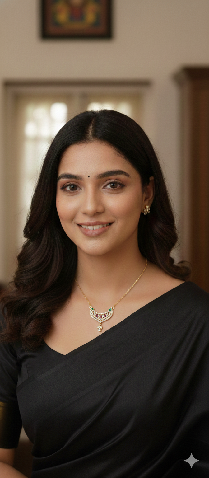 Gold Plated Pendant Necklace for Women with Red & Green Stone