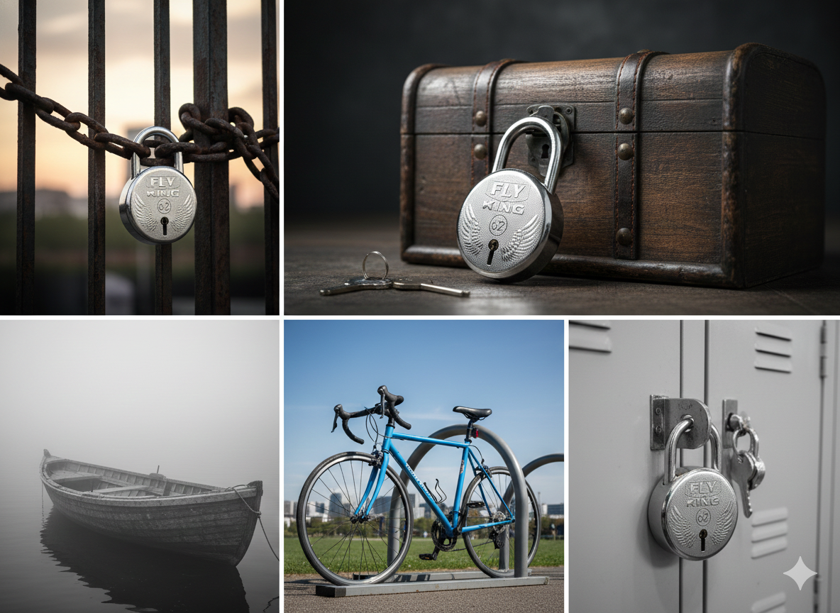FLY KING 62mm Heavy Duty Steel Padlock with 3 Keys | Strong Security Lock for Gate, Door, Shutter, Locker & Warehouse Use
