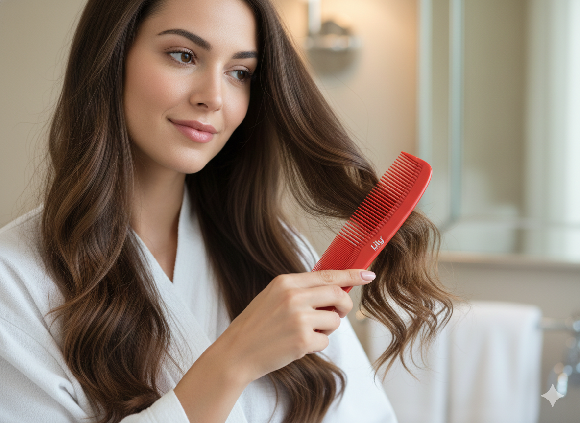 Lily Care Red Plastic Hair Comb for Men & Women 1 piece