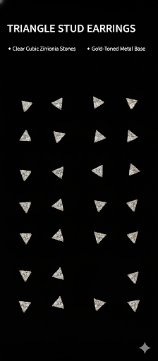 Triangle Stud Earrings for Women & Girls | Gold Toned CZ Zirconia Small Stud Earrings Set | Minimal Daily Wear, Party & Gift Jewellery