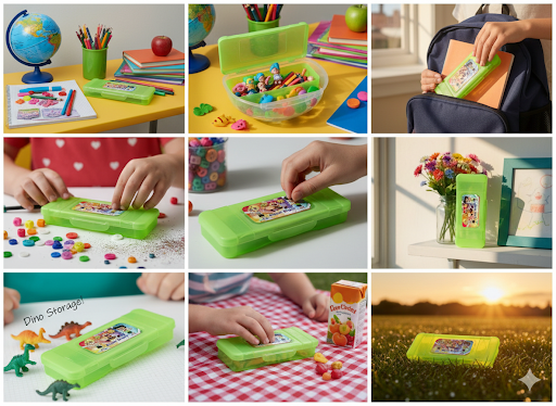 Rectangular Plastic Pencil Box for Kids (Set of 2)