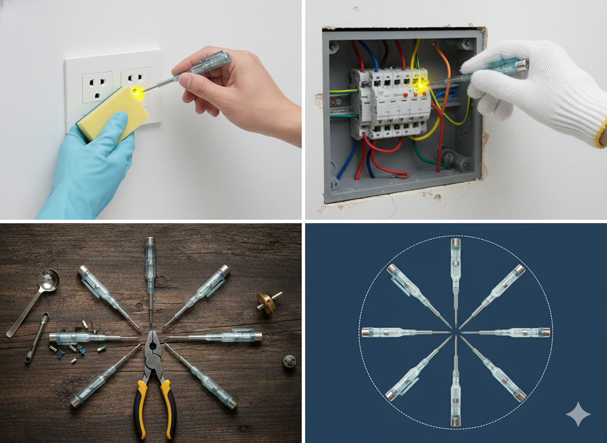 Voltage Tester Screwdriver Set OF 1 | Neon Tester Pen with Flathead & Phillips Tip