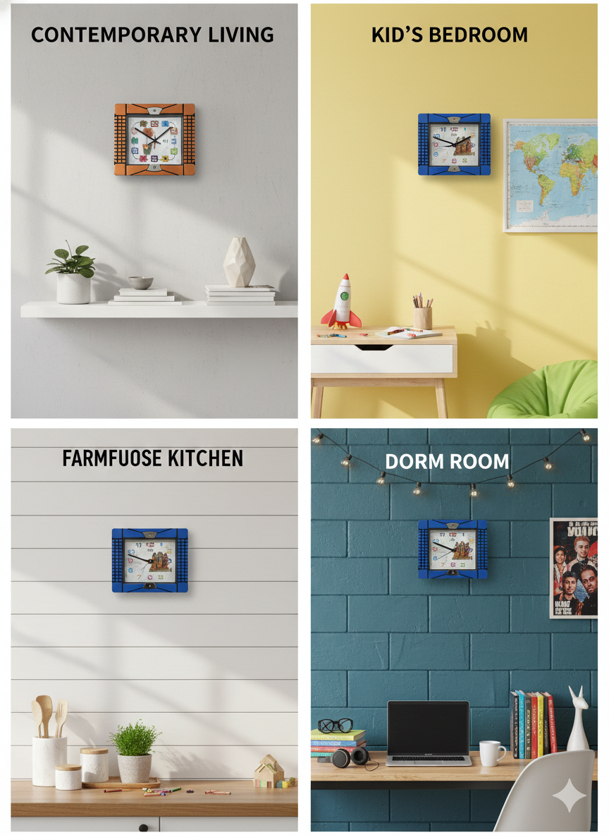 Square Analog Wall Clock with Quartz Movement