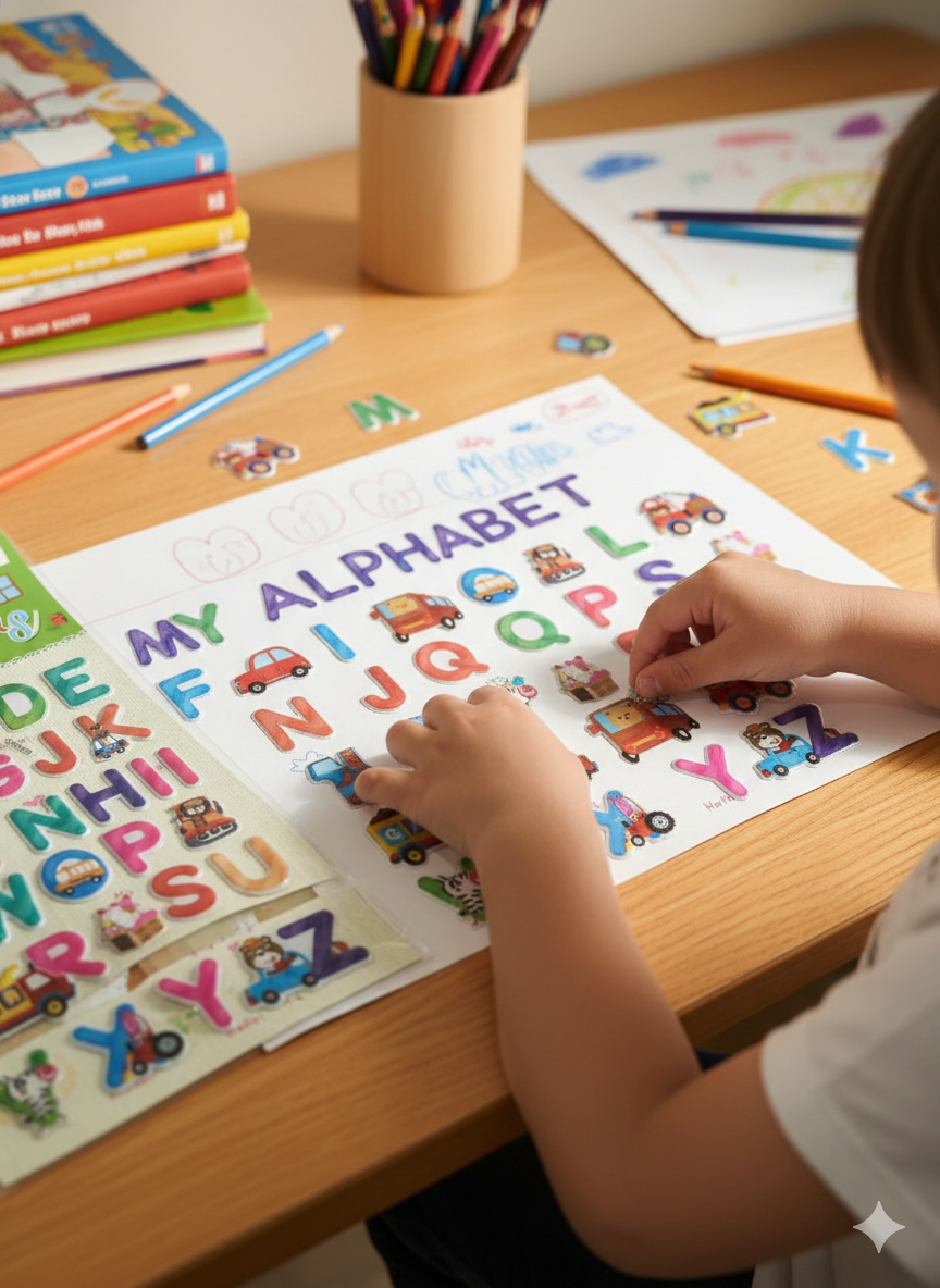 3D Puffy Alphabet Stickers for Kids – Colorful ABC Letter Stickers with Cute Animals & Vehicles