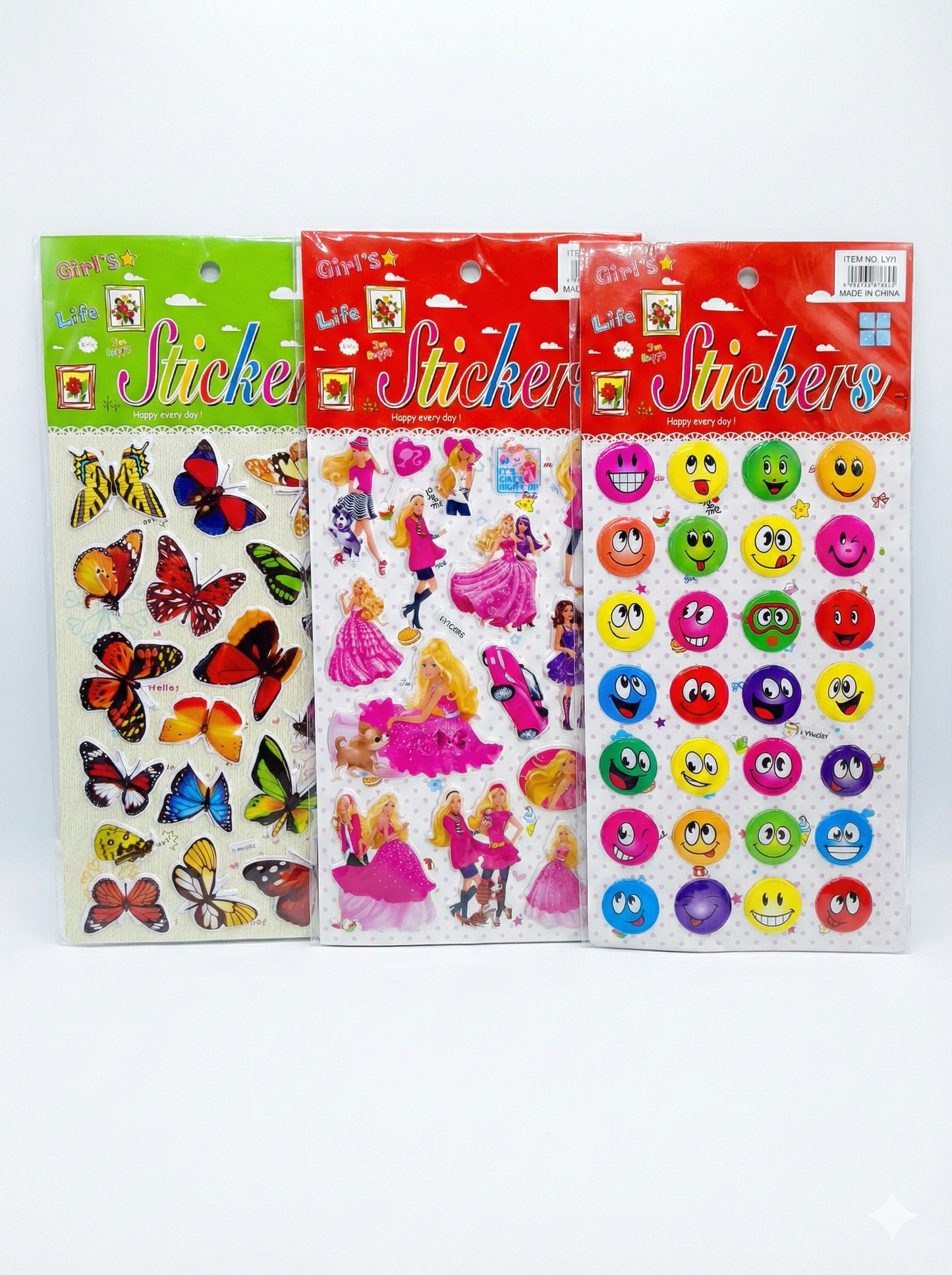 Colorful Embossed Girls Life Sticker Sheet. ( set of 3 )