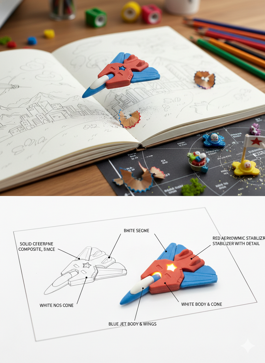 3D Fighter Jet Eraser for Kids | Airplane Shape Pencil Eraser