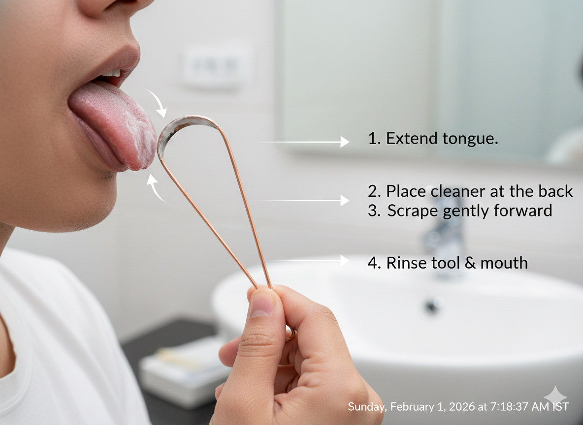 Copper Tongue Cleaner for Adults – Ayurvedic Tongue Scraper for Fresh Breath