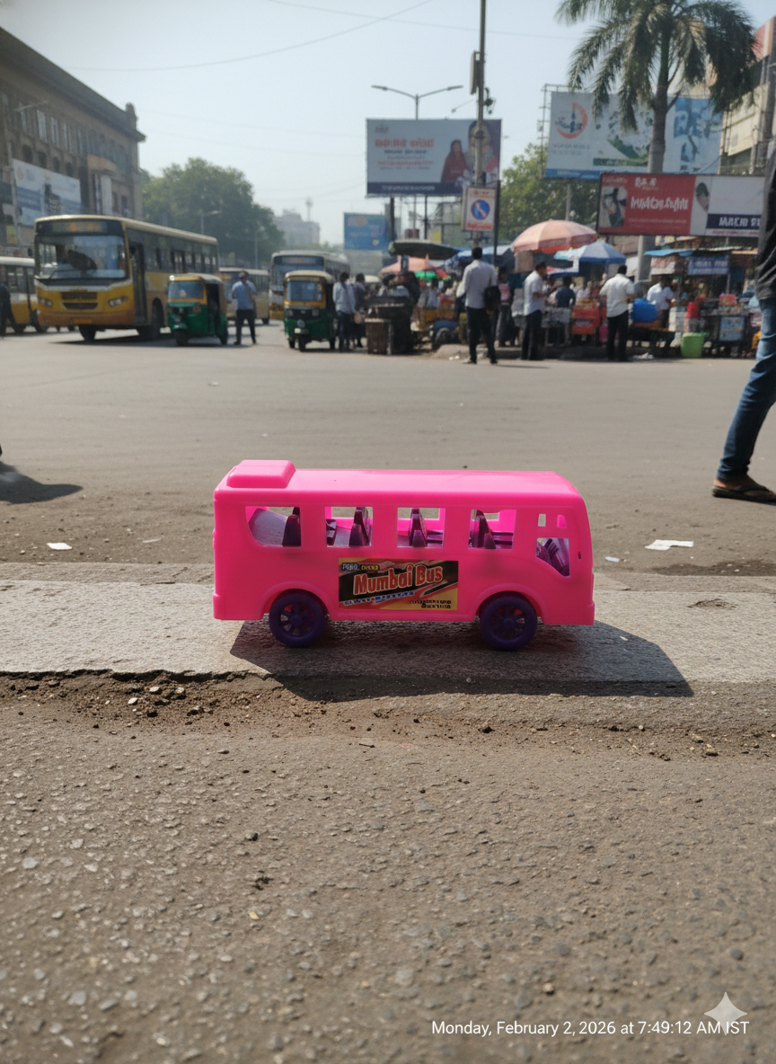 बच्चों के लिए गुलाबी खिलौना बस | घूमने वाले पहियों वाली मिनी प्लास्टिक बस टॉय