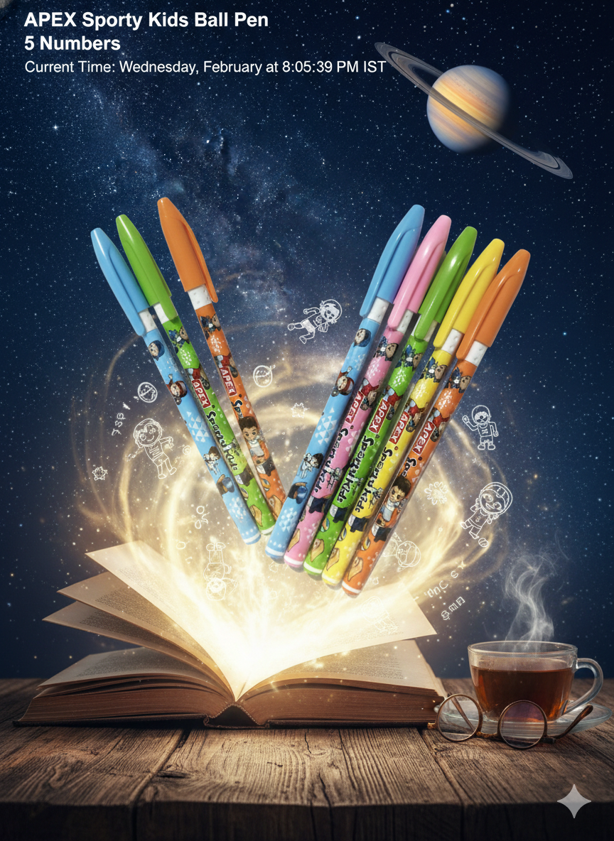 APEX Sporty Kids Ball Pen Cute Cartoon Design Pens Pack of 5