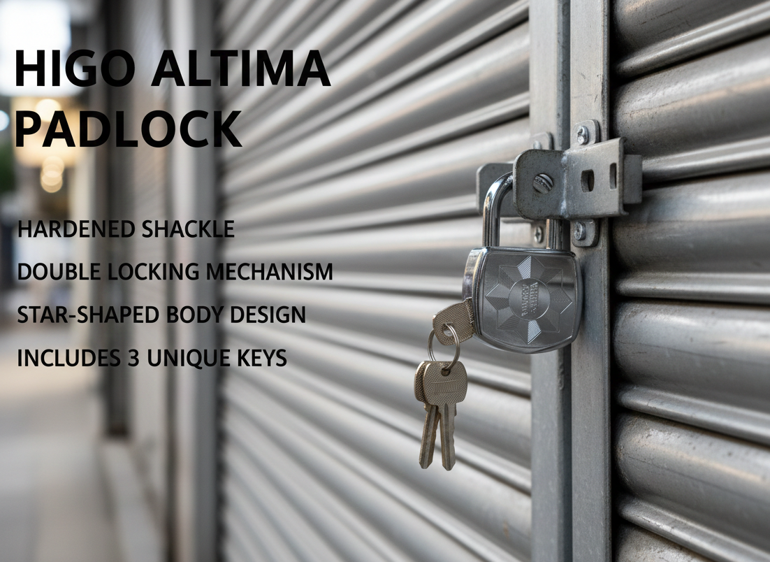 HIGO Altima Heavy Duty Padlock with 3 Keys | Double Locking Mechanism