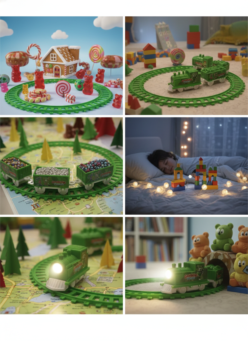 Gummibar & Friends Train Play Set Toy | Battery Operated Toy Train with Track & 3 Wagons