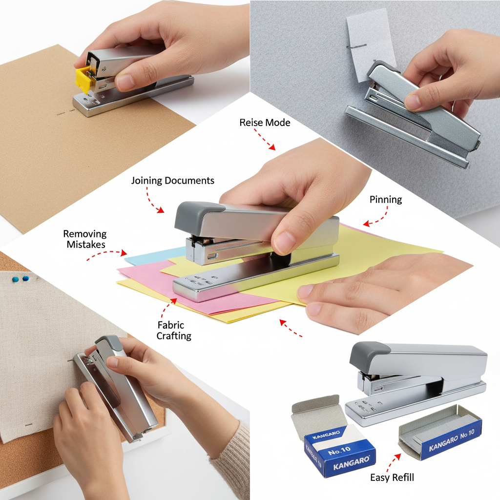Kangaroo No.10 Stapler with Pins ā Metal Body Stapler with Plastic Grip