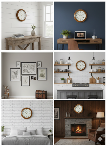 12 Inch Wooden Wall Clock with Gold 3D Numerals | Silent Quartz Sweep Movement