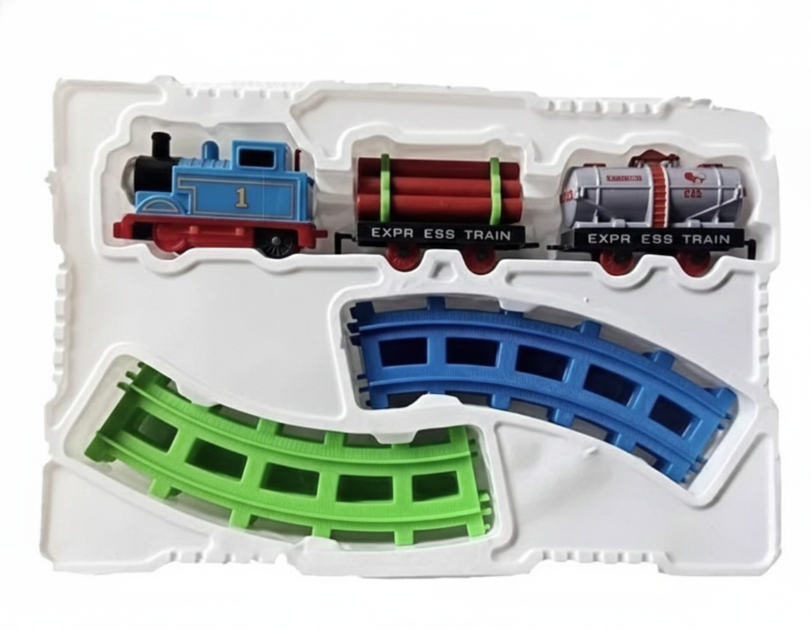 Cartoon Train Toy Set for Kids | Battery Operated Train with Track (11 Pieces)