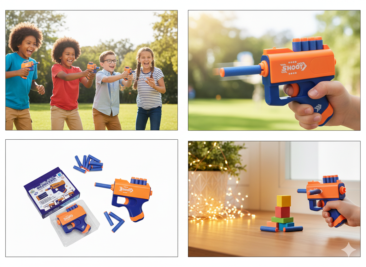 Foam Dart Gun Toy for Kids | Manual Soft Bullet Blaster with Foam Darts