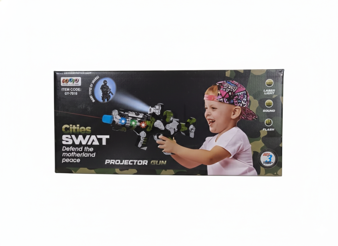 SWAT Toy Gun for Kids with Lights & Sound | Projector Gun with Flashlight & Laser Sight