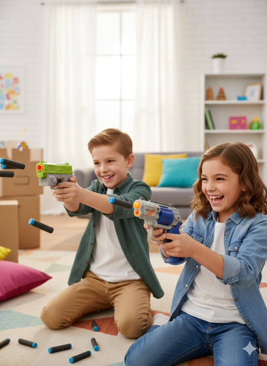 Toy Gun Combo Set for Kids | Automatic Pistol + Revolver with Soft EVA Darts