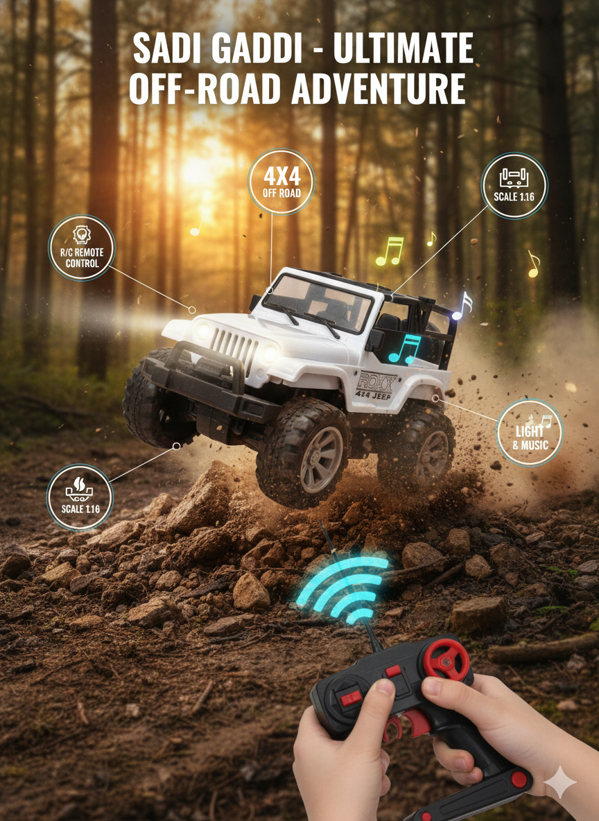 Remote Control Jeep Car for Kids | 4x4 RC Off-Road Car Toy with Remote