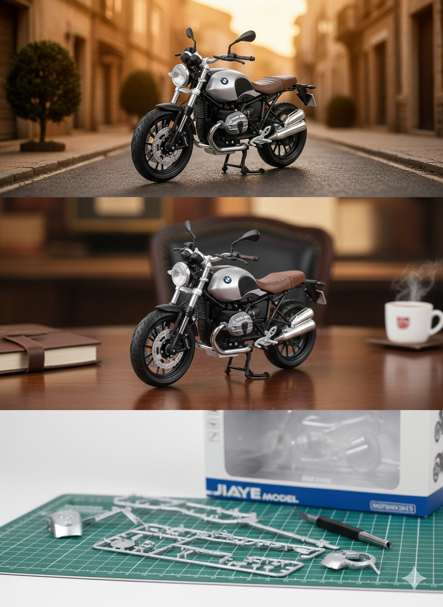 Ji-Aye 1:12 Die-Cast Motorcycle Model Bike | Metal Toy Bike with Realistic Details, Rubber Tires & Steering