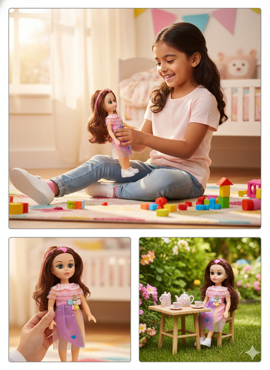 Pretty Girl Fashion Doll for Girls with Long Hair & Stylish Pink Dress