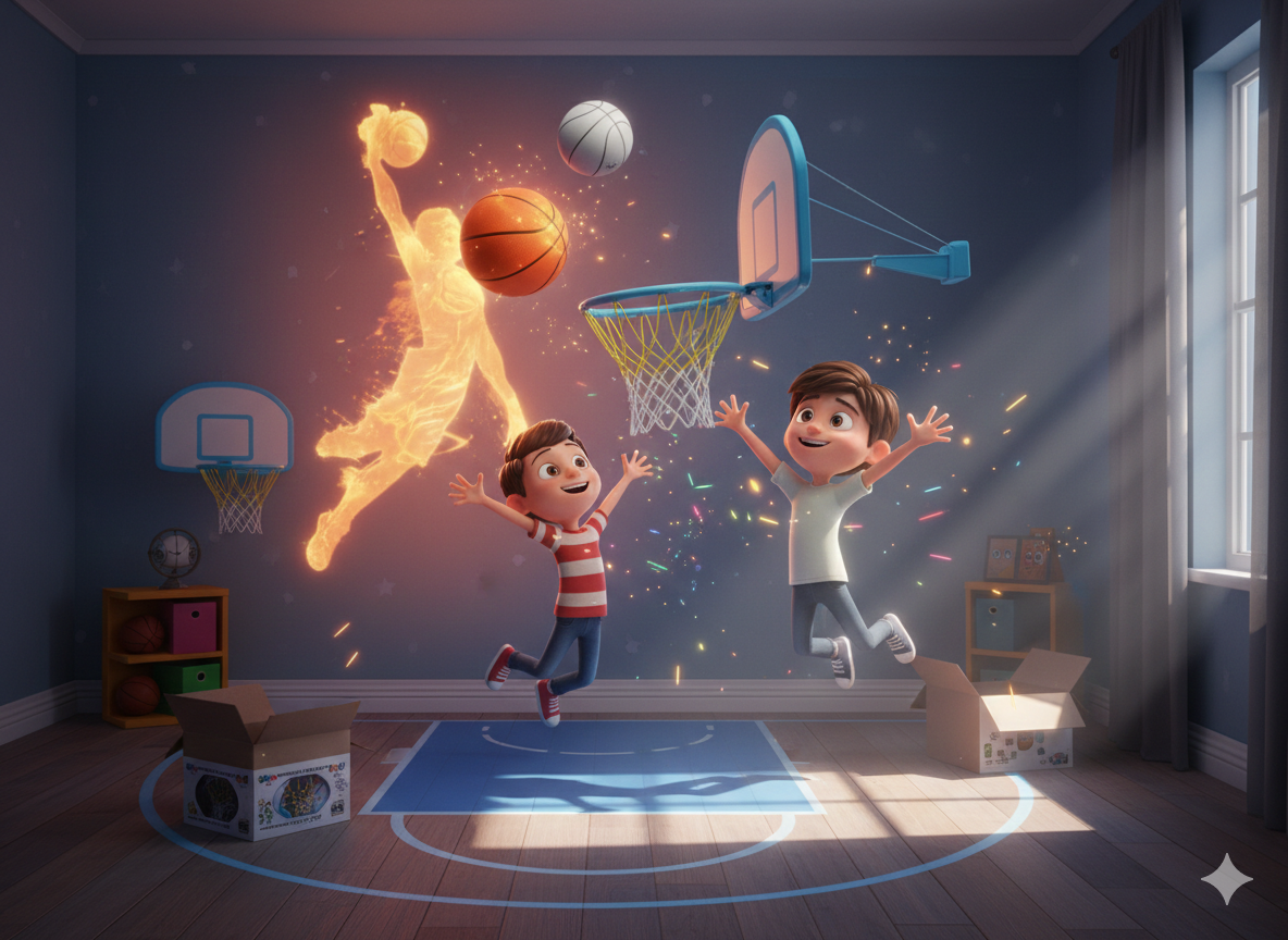 3-in-1 Kids Wall Mount Basketball Set with Hoop, Net, Ball & Pump (Ages 3+)