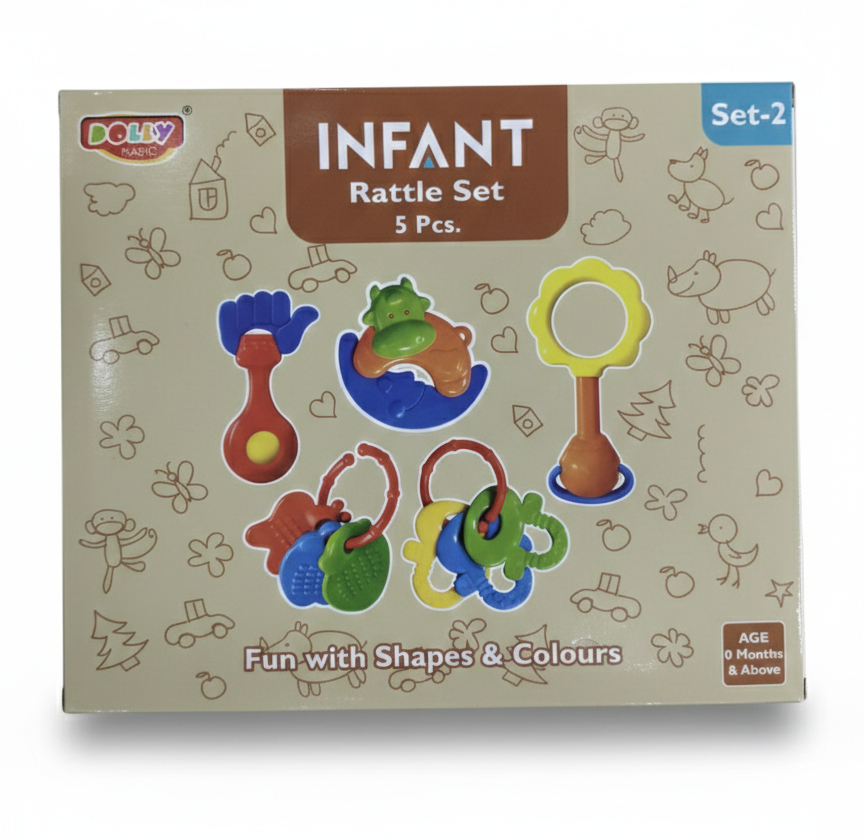 Infant Rattle Toy Set for Newborn Babies (0-12 Months) | 5 Pcs Baby Rattles & Teethers