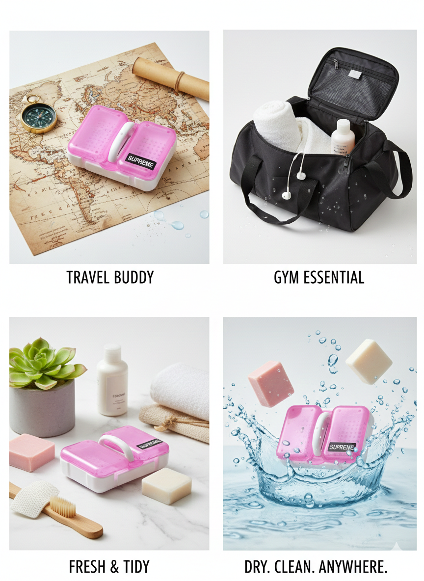 Double Compartment Soap Case with Drainage Holes