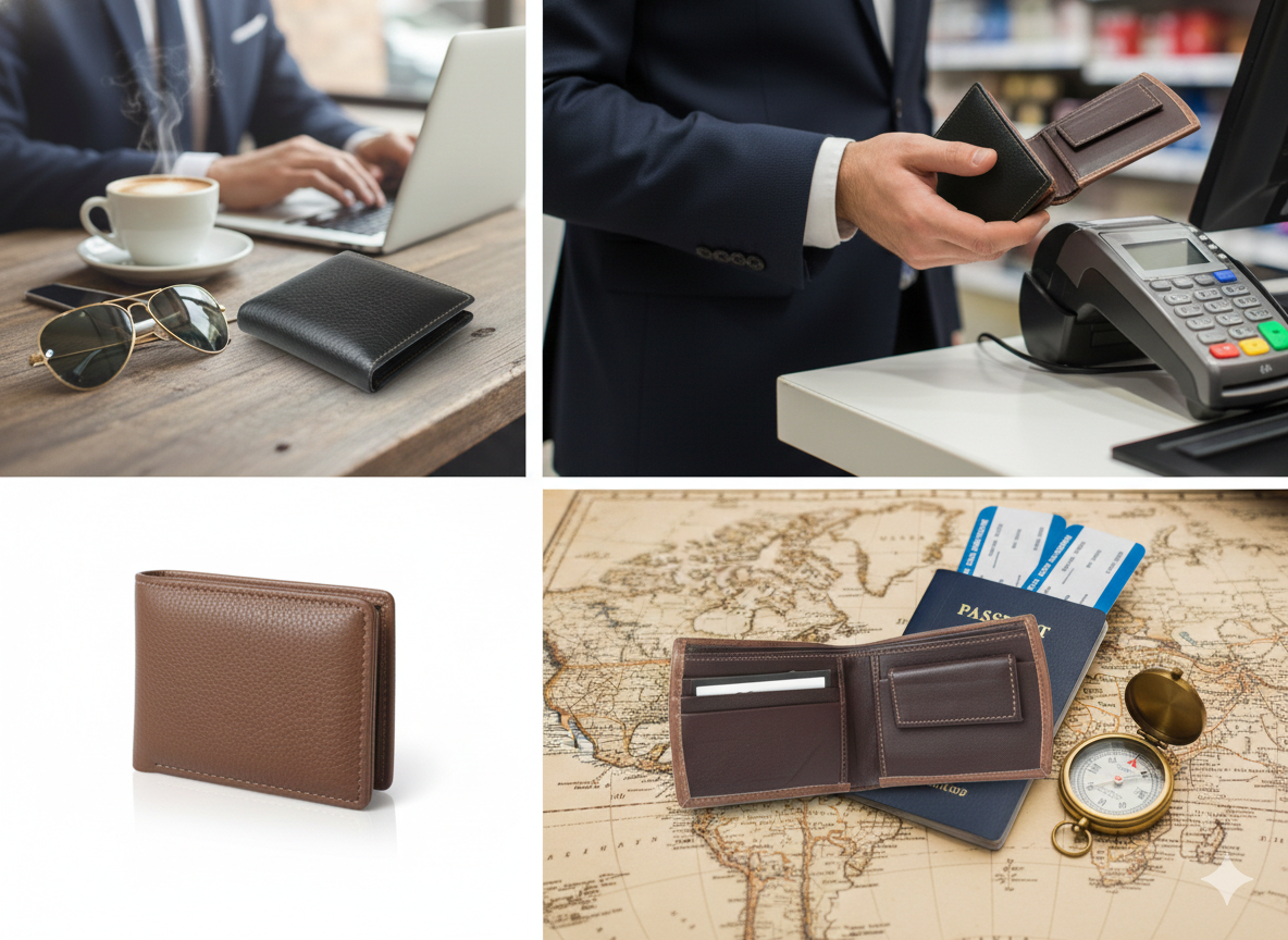 Men’s Genuine Leather Wallet | Bifold Wallet with Coin Pocket & Multiple Card Slots