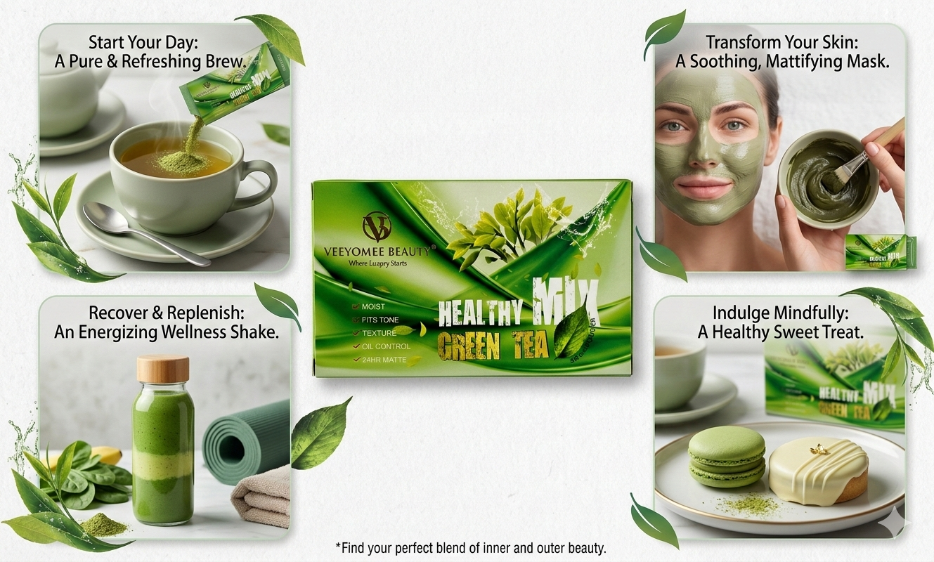 Green Tea Mix Skin Tone Powder 5 in 1