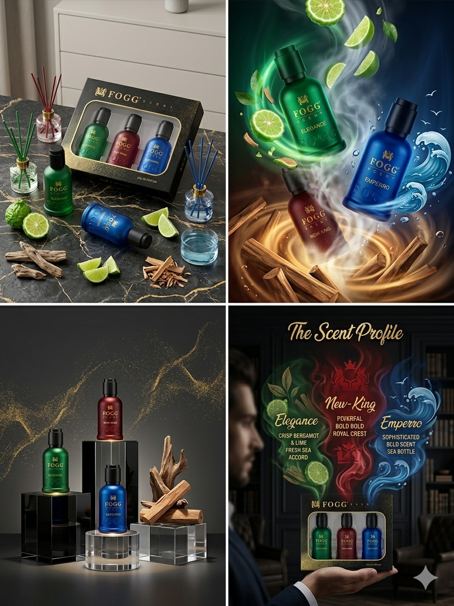 FOGG Scent Eau De Parfum Gift Set for Men – Pack of 3 (Elegance, New King, Emperor) 30ml Each – Long-Lasting Premium Fragrance Combo with Luxury Gift Box