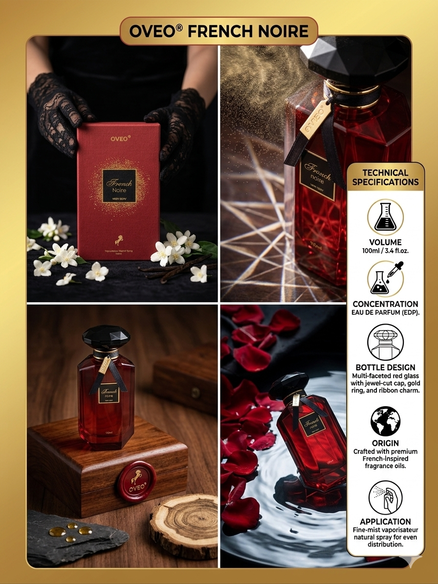 OVEO French Noire Eau De Parfum | 100ml Luxury Unisex Perfume | Long-Lasting Seductive & Mysterious Fragrance | Premium French-Inspired Scent