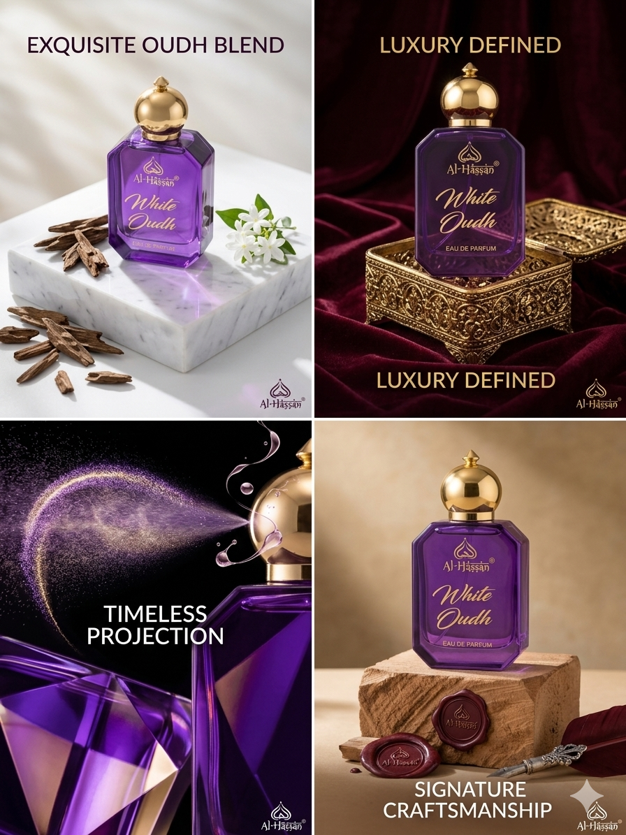Al-Hassan White Oudh Eau De Parfum | 100ml Luxury Unisex Perfume | Long-Lasting Oud, Jasmine & Woody Fragrance | Premium Arabian Attar Style Scent
