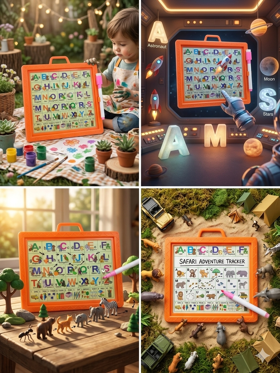 ABC & 123 Learning Board for Kids with Marker, Reusable Writing Drawing Pad, Alphabet & Number Practice Board, Educational Toy for Toddlers Preschool Boys & Girls