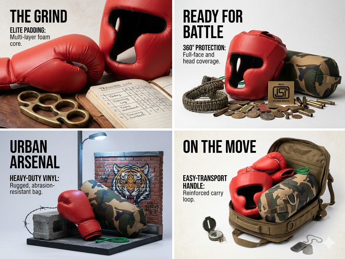 Boxing Training Kit for Adults & Teens – Gloves, Head Guard & Punching Bolster Set, Heavy Duty MMA Training Gear with 360° Protection & Impact Padding