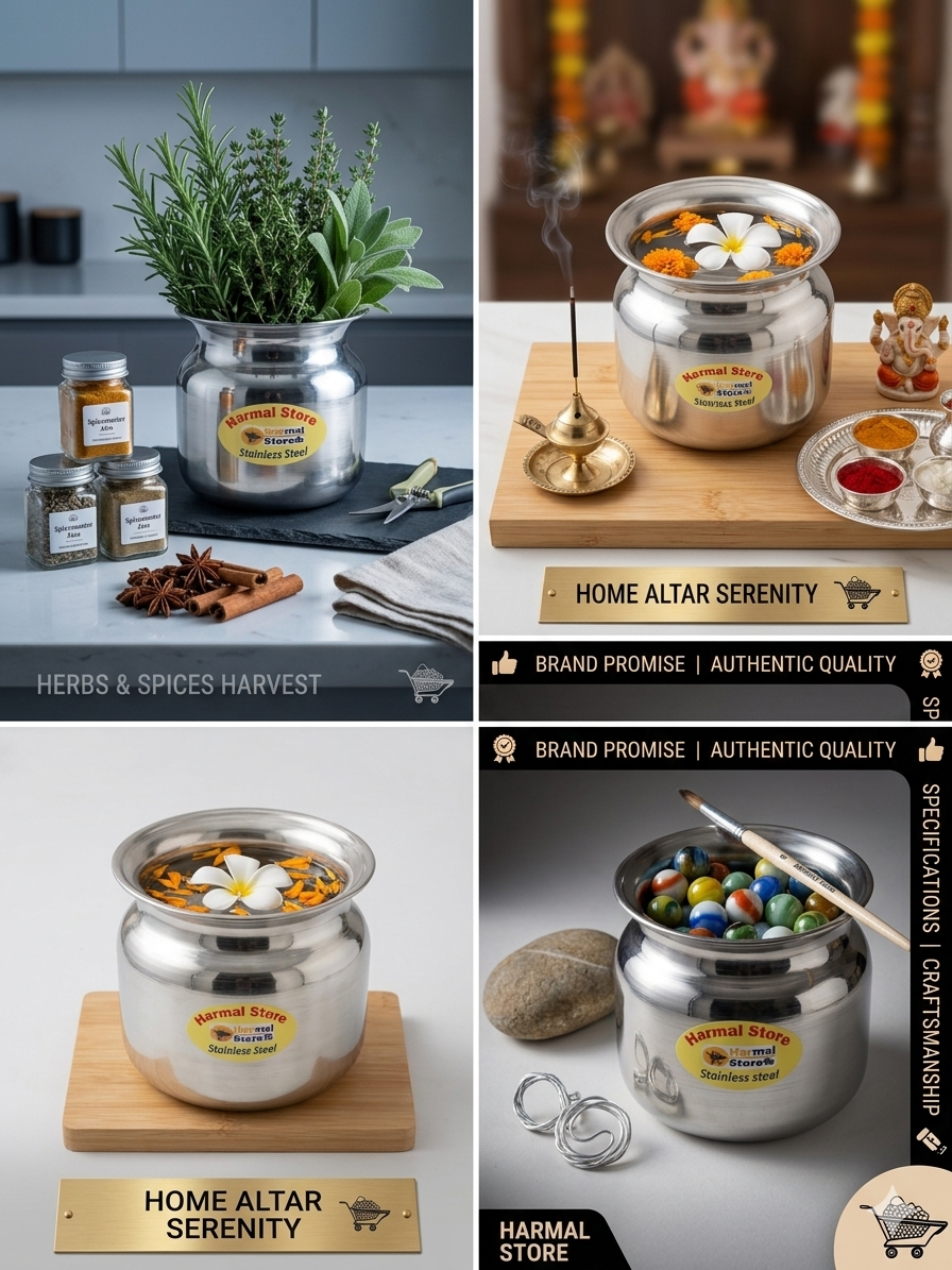 Harmal Store Stainless Steel Multi-Purpose Pot (1200ml) | Premium 304 Grade Steel Storage Container