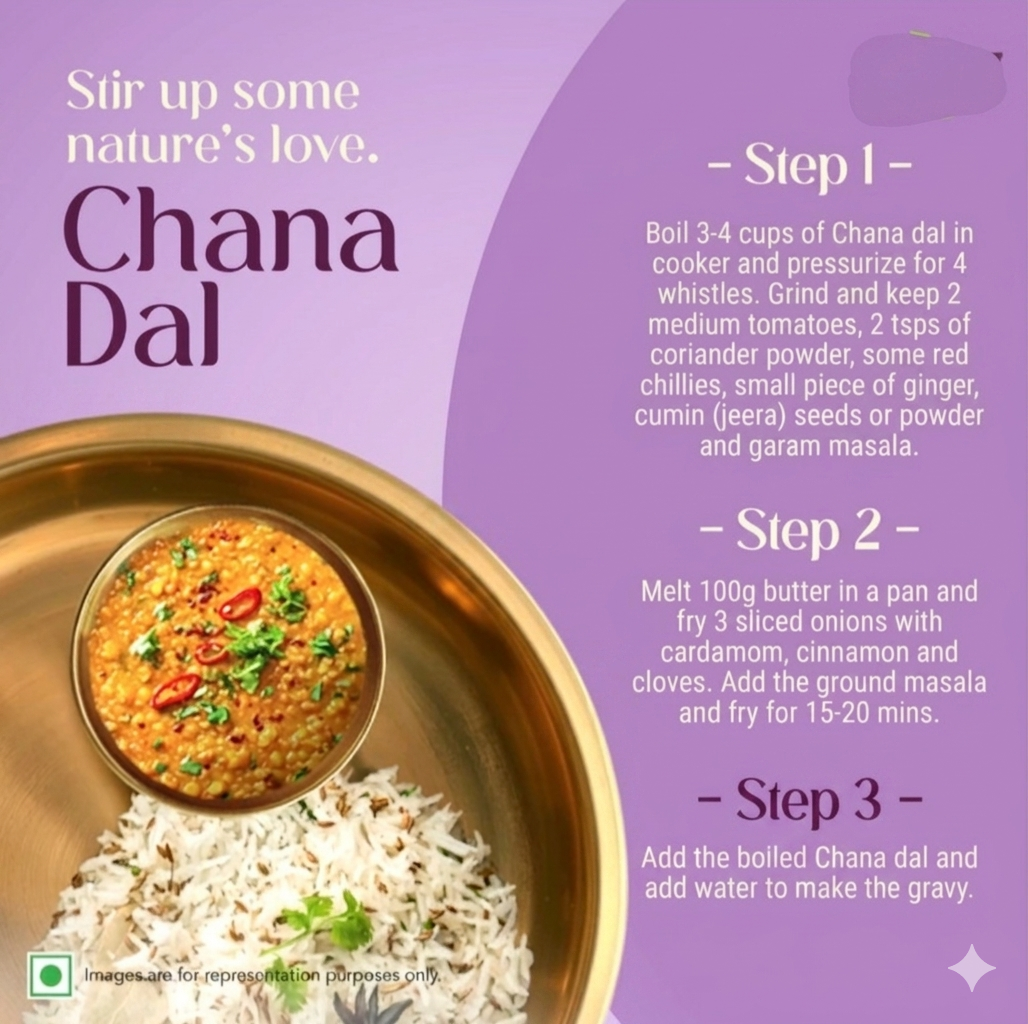 Harmal Store Chana Dal 1 Kg | Premium Quality Split Bengal Gram | High Protein, Natural & Unpolished Dal | Ideal for Daily Cooking