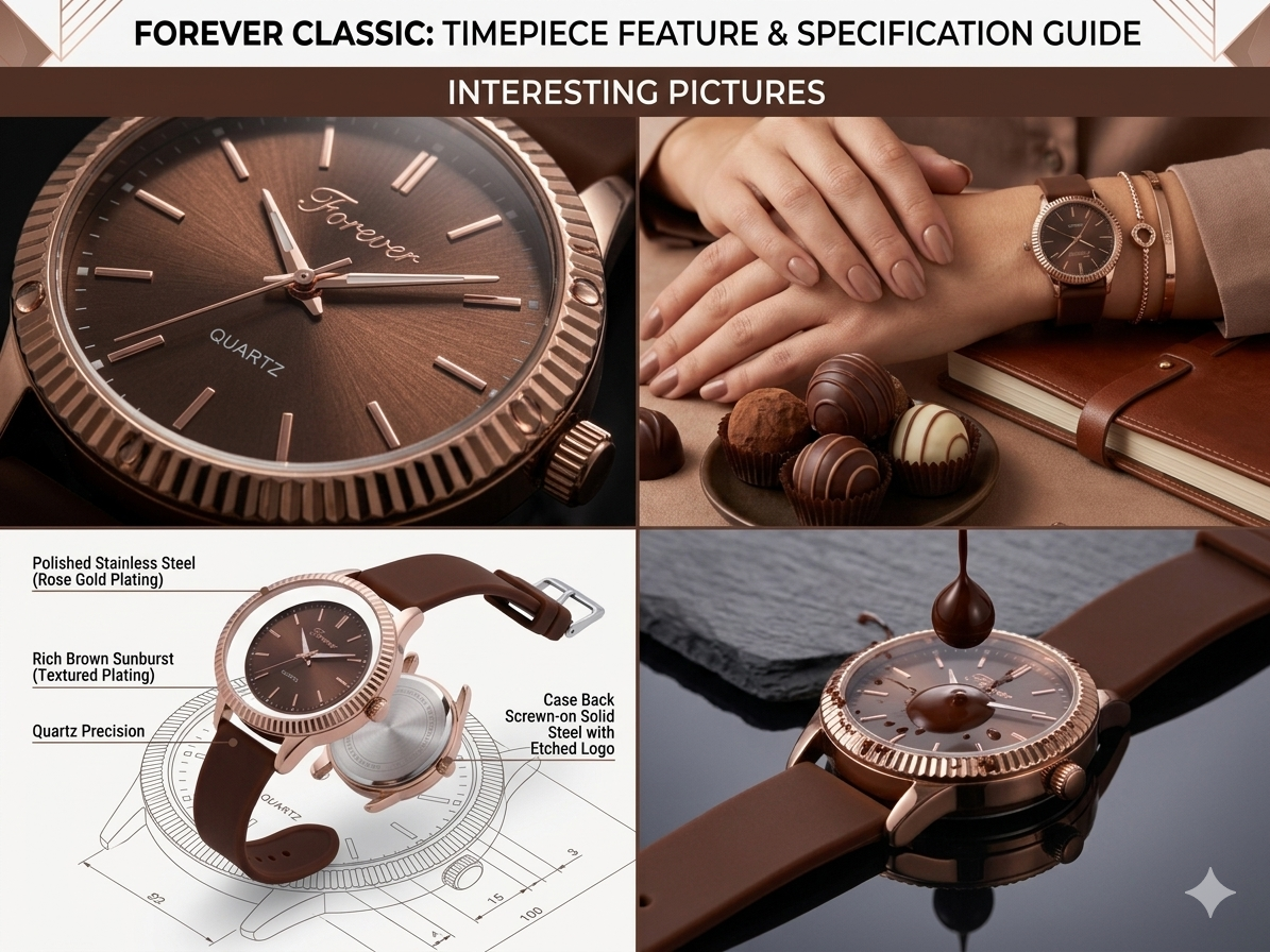 Forever Classic Men’s Analog Watch with Rose Gold Case & Brown Sunburst Dial