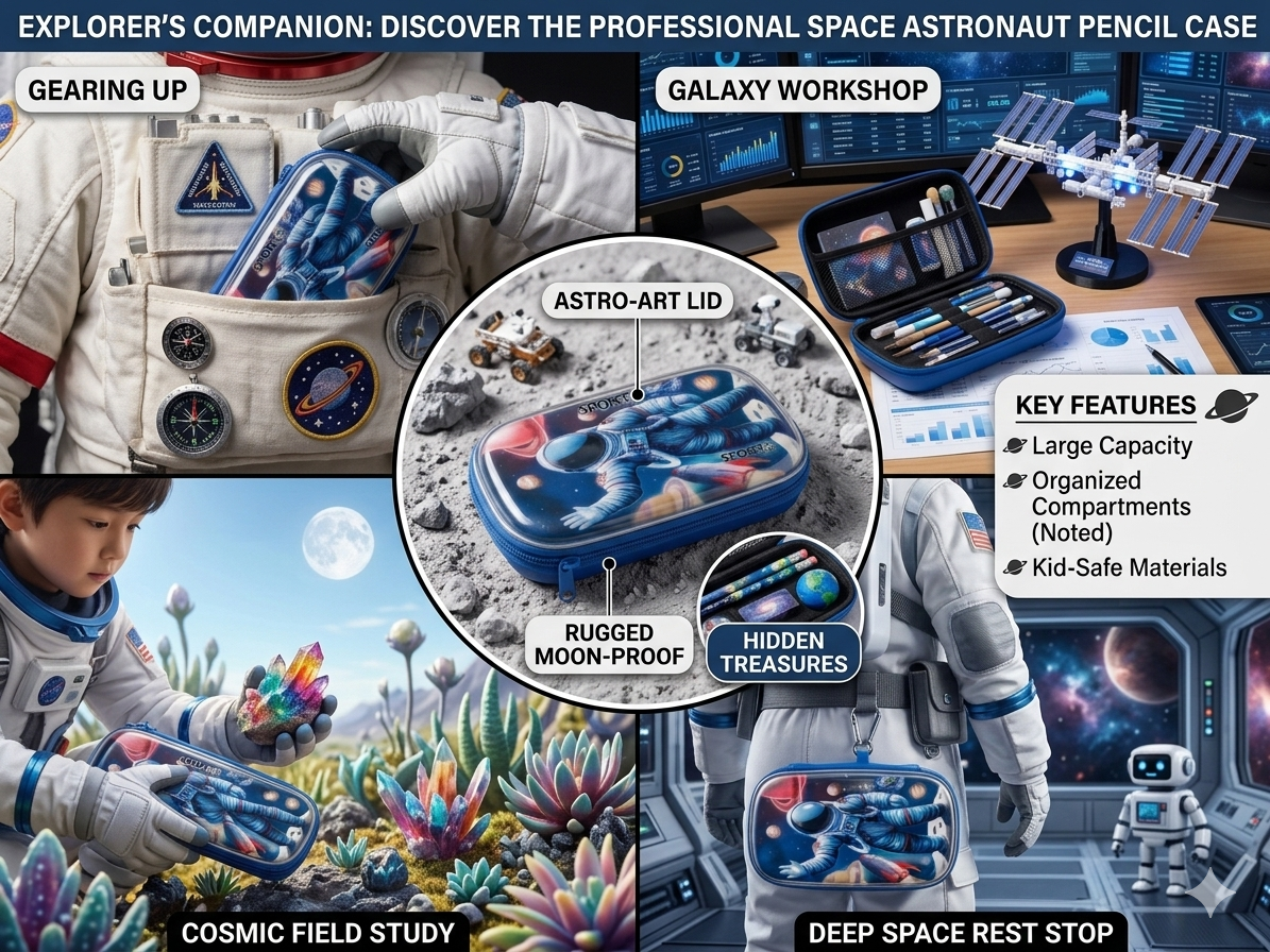 Professional Space Astronaut Pencil Case – 3D Hard Shell EVA Pouch for Boys – Large Capacity, Anti-Scratch Polycarbonate Cover – Durable Stationary Organizer for School & Travel