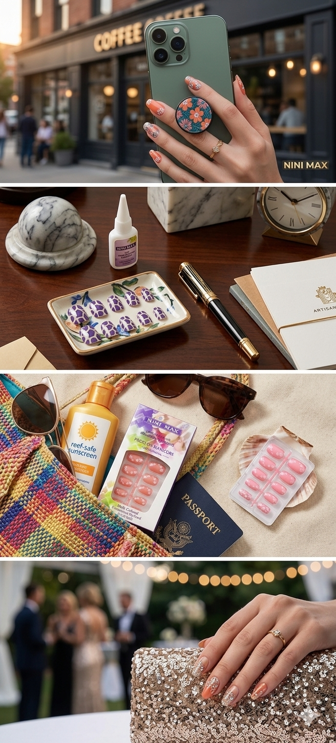 Harmal Store NINI MAX Premium Press-On Manicure Collection – DIY Fake Nails Enhanced with Genuine Swarovski Elements
