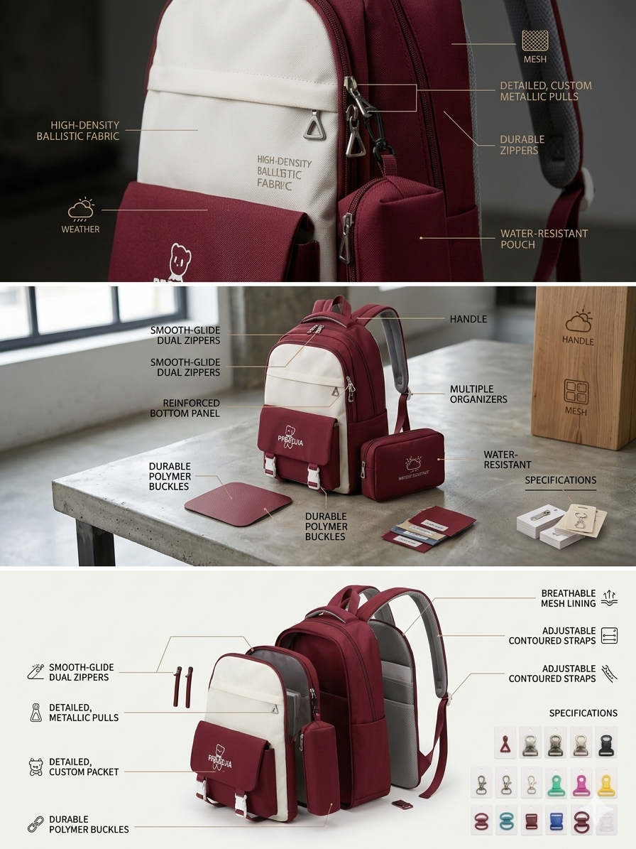PPBAOJIA School Backpack for Boys & Girls | Water-Resistant Laptop Backpack with Multiple Compartments | Lightweight Travel & College Bag | Ergonomic Padded Shoulder Straps | Fits Up to 15.6 Inch Laptop