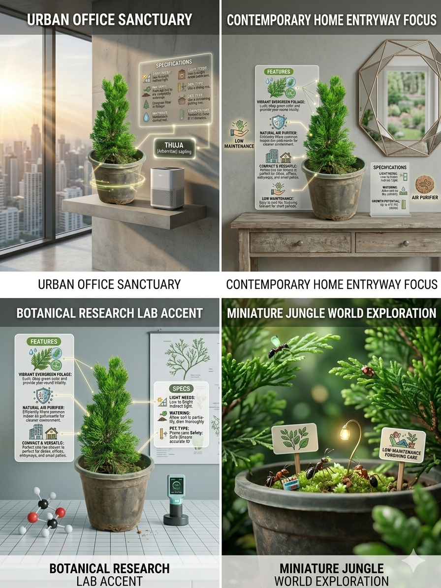 Thuja Arborvitae Live Plant Sapling ā Evergreen Ornamental Tree for Indoor & Outdoor Gardening, Low Maintenance Air Purifying Plant in Nursery Pot
