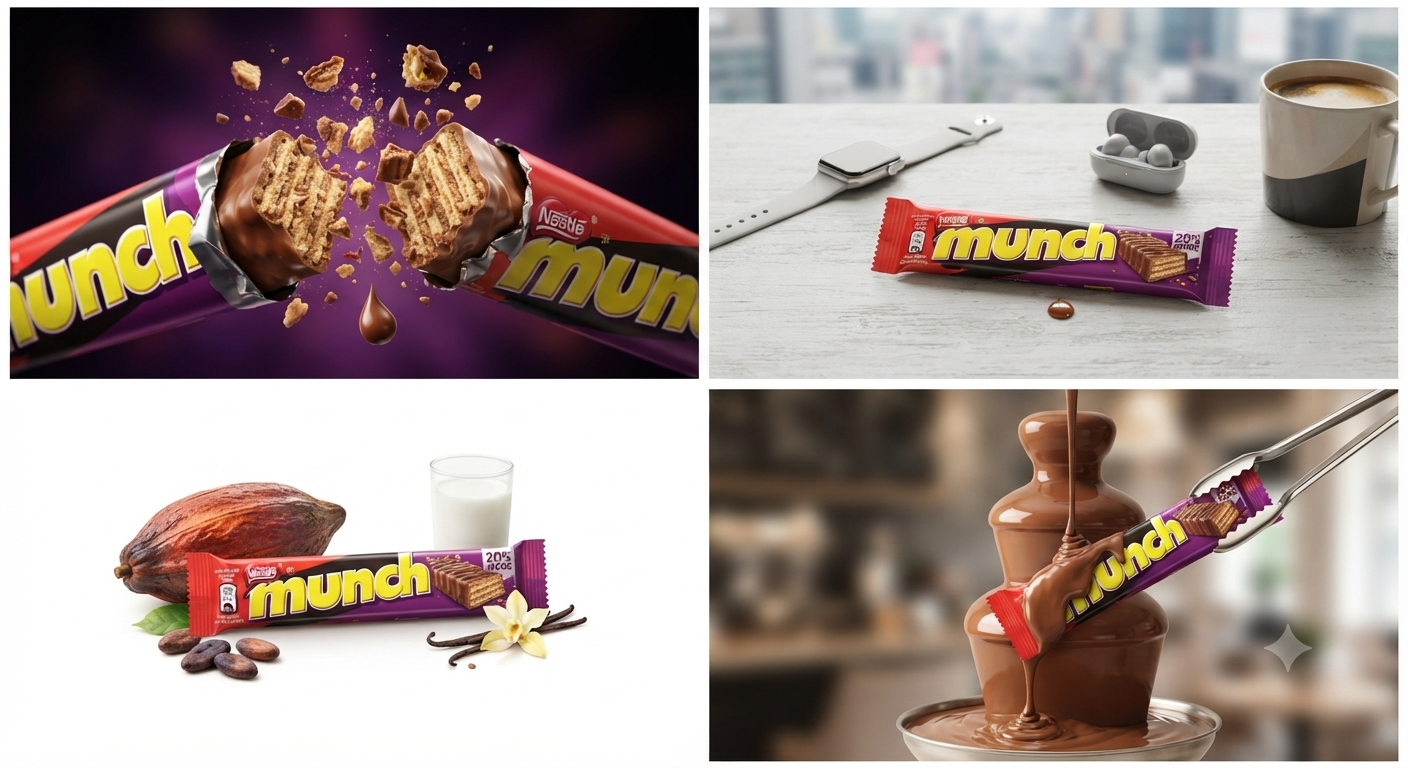 Nestlé Munch, Nestle Munch chocolate, crispy chocolate bar, wafer chocolate bar, chocolate wafer, milk chocolate wafer, crunchy chocolate bar, Nestle chocolate