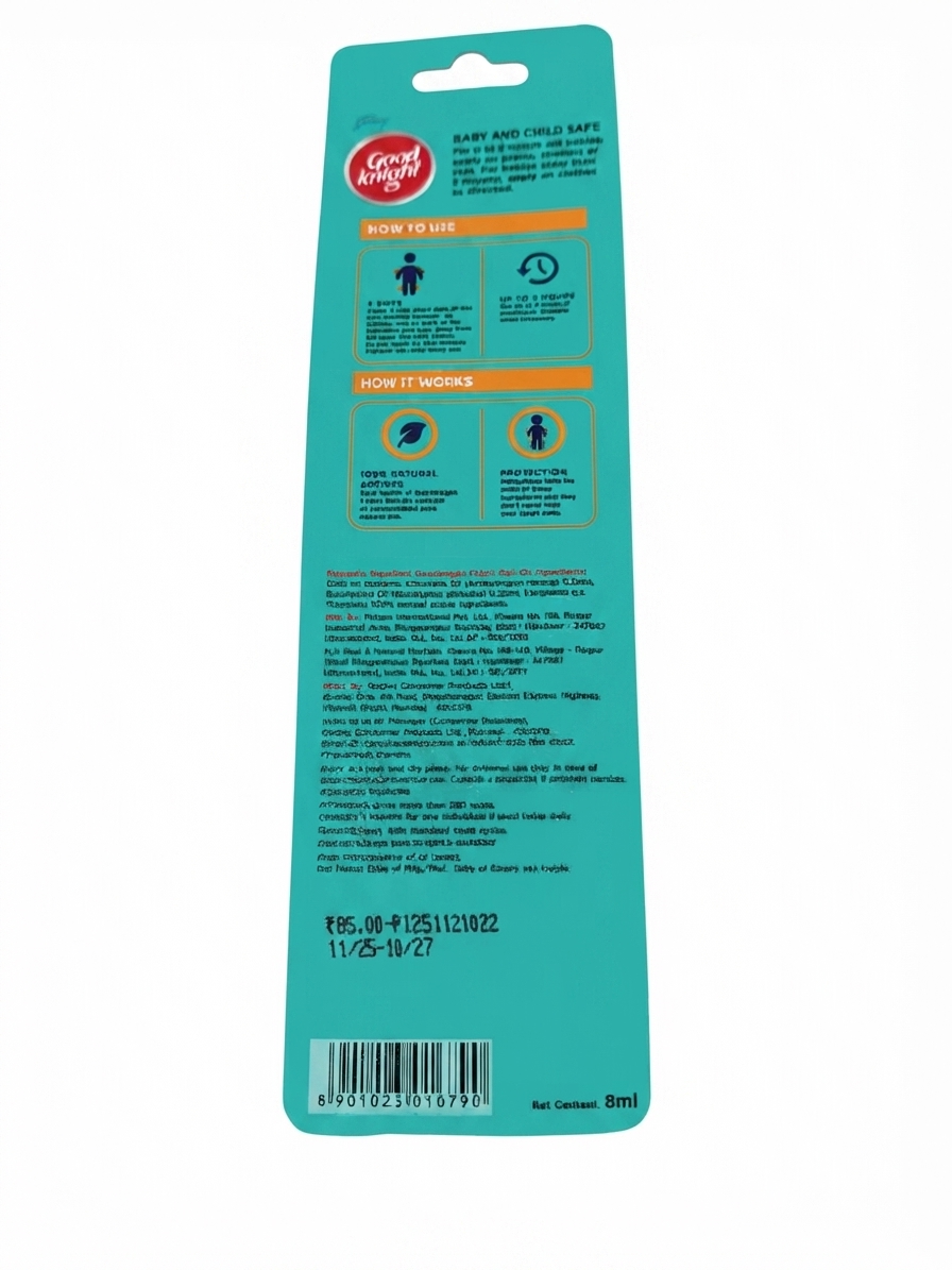 Good Knight Fabric Roll-On Mosquito Repellent for Clothes | 100% Natural Actives with Citronella & Eucalyptus | Fabric Roll-On | Up to 8 Hours Protection | Baby Safe | 8ml